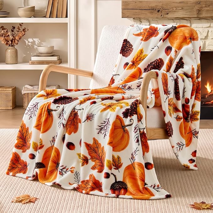 BEDELITE Fleece Blanket Soft Fall Throw for Couch Autumn Pumpkin 50"x60" | Ultra Soft Fleece, Plush Microfiber, Lightweight Warmth, Thanksgiving Gift, Fall Home Decor, Machine Washable, Couch Sofa Bed