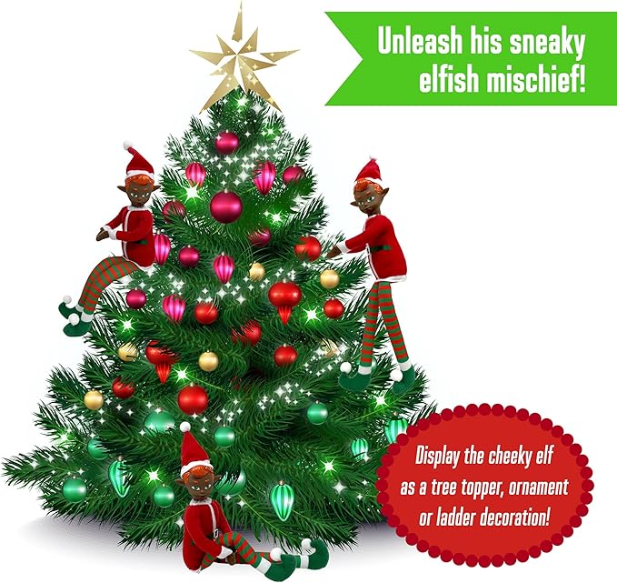 The Original Elf 12" Plush Christmas Elf Doll – Poseable Shelf Sitter with Dangling Legs – Perfect for Christmas Decorations, Toy Elf for Kids, Mini Elf Christmas Elves, and Elf Tree Topper