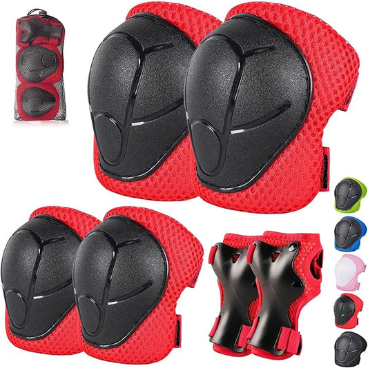 Kids/Youth Knee Pads and Elbow Pads Set with Wrist Guard 3 in 1 Kids Protective Gear Set for 3-14 Years for Skateboarding, Skiing, Cycling, BMX Biking, Running, Scooter