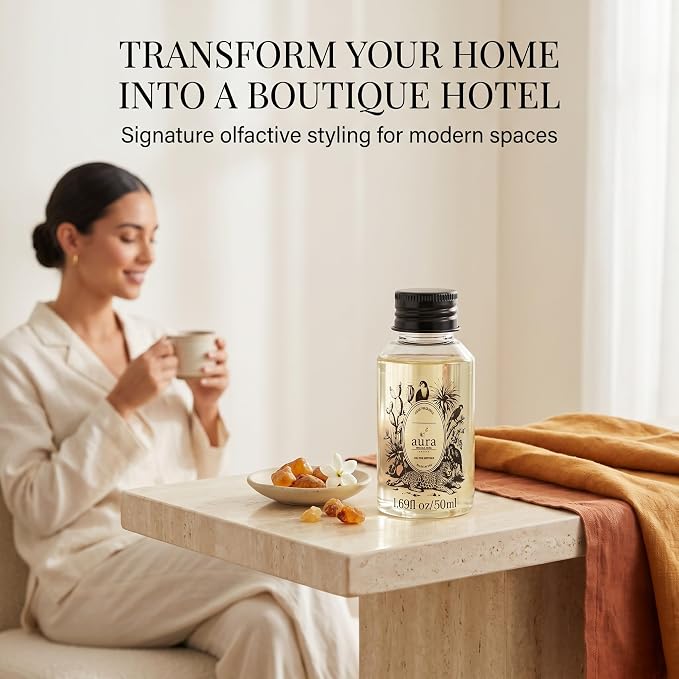 Aura Corsica | Jasmine & Amber Fragrance Oil for Diffusers | Inspired by M.F.K Baccarat Rouge | Luxury Hotel Scent | Floral Amber Aromatherapy | Home & Office | 1.7 fl oz (50ml) | Long Lasting