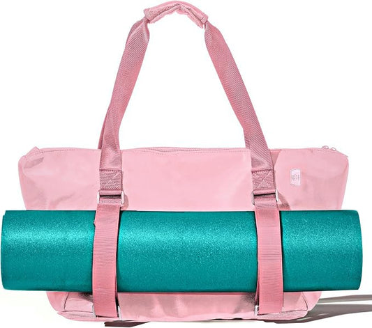Yoga Mat Carrier: Extendable, Built-In Mat Straps & Laptop Pocket. Carry All Yoga Gym Work Accessories. Large Yoga Gym Tote Bag for Women & Men