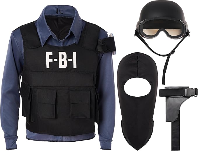 Spooktacular Creations Police Costume for Kids, FBI Cop Costume, Halloween Dress Up, Role-Playing, and Pretend Play Party
