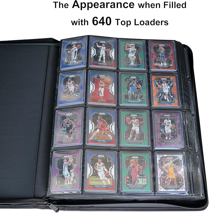 16 Pocket Top loader Binder, Holds 640 Top Loaders, Top loader Binder with Sleeves for 3'' x 4'' Top loaders - White