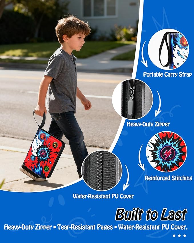 Trading Card Binder, 9-Pocket, Holds 1080 Cards, 120 Pages Side-Loading Card Album, PU Leather, Acid-Free Archival Sleeves, Durable Organizer for MTG, TCG & Sports Cards, Gift for Kids, Boys and Girls
