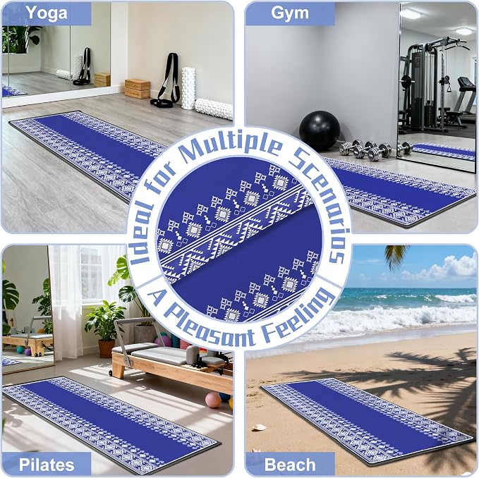 Yoga Towel,Absorbent Yoga Mat Towel for Hot Yoga Non Slip,Stylish Prints,Ideal for Workouts,Hot Yoga,Bikram,Pilates Equipment,72 x 27 in,Rhombus Geometry
