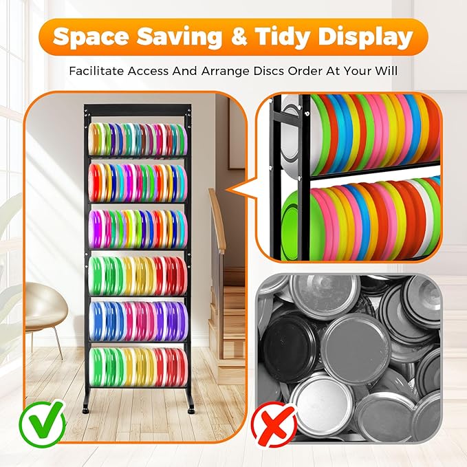 Sidasu 2/3/6-Tier Discs Golf Rack,Metal Disc Golf Storage Rack, Space-Saving Disc Station for Disc Golf Storage Shelf-Black