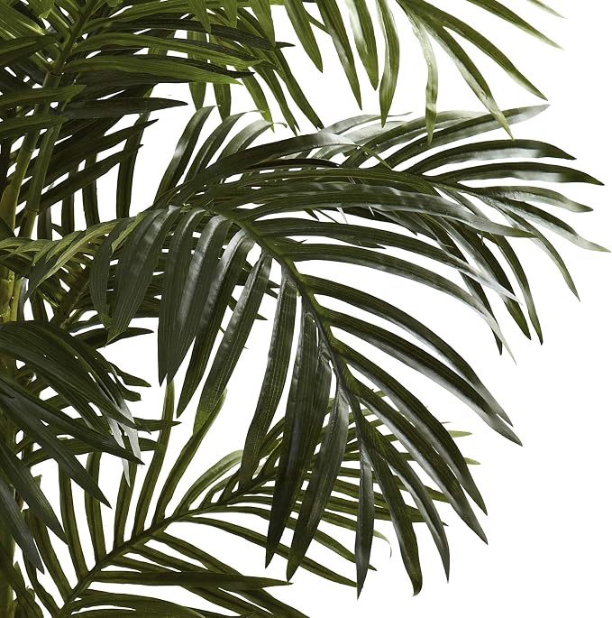 Nearly Natural 5 ft Artificial Golden Cane Palm Tree with Nursery Pot | Double-Stalk Faux Tropical Plant, Indoor Living Room Decor, Easy-Setup, Low-Maintenance