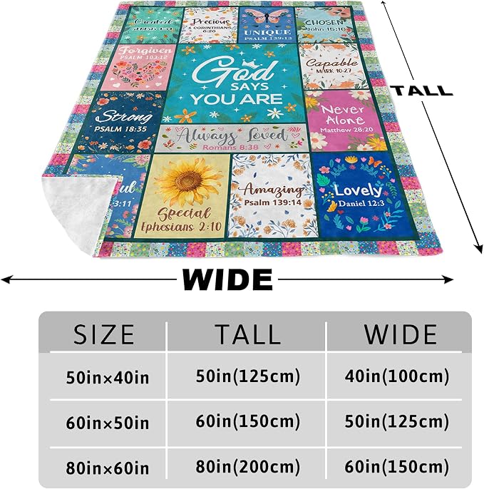 Christian Gifts for Women, Religious Birthday Gift for Women, Gifts for Sister, Mother in Law, Friend, Mom, Get Well Blanket, Sentimental Catholic Soft Throw 80x60in