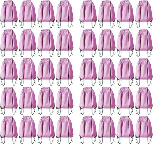 Drawstring Backpack Bulk 40Pcs Draw String Backpack Bags DIY Gym Sports Traveling Yoga Cinch Bag Sackpack Drawstring (pink)