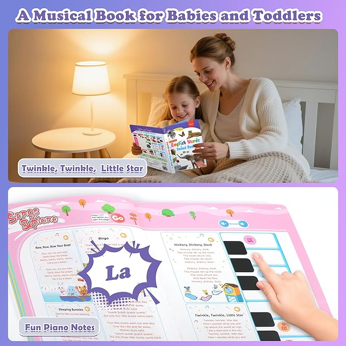 English Words Sound Book -Total 300+ Words, 13 Themes, Interactive Audio Sound Books for Toddlers, Autism Sensory Games, Early Educational Gifts, Birthday Gift for Toddlers Kids Age 3 4 5 6