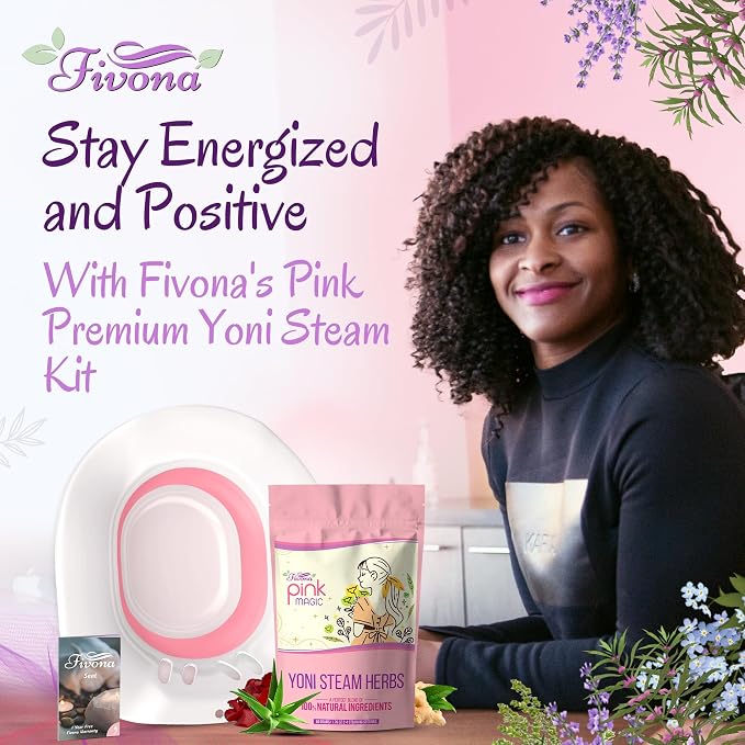 Fivona Yoni Steam Kit 2-in-1 Bundle of Steaming Seat with Pink Magic Herbs Bundle - at Home V-SPA Cleansing Set for Toilet Bowl - Detox and Rejuvenate with All-Natural Herbal Therapy
