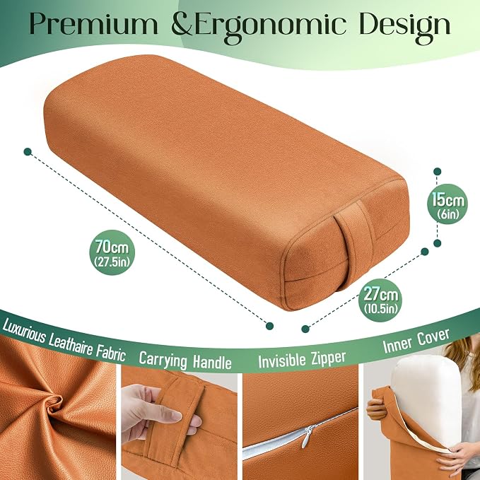 Premium Crushed Sponge Yoga Bolster Pillow for Yin Yoga, Restorative & Meditation - Rectangular Cushion
