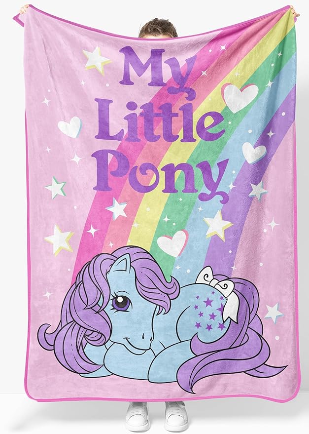 Jay Franco Plush Throw Blanket – 46" x 60" Inch Cartoon Kids Soft & Cozy Fleece Throw for Bedroom & Couch Décor, Official Licensed Product, Pink - My Little Pony