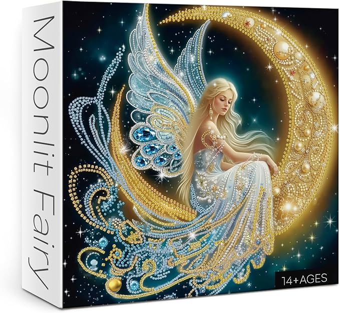 Beautiful Moon Angel Puzzles for Adults 1000 Pieces, Colorful Diamond Gem Aesthetic Jigsaw Puzzles, Impossible Pretty Art 1000 Piece Challenging Puzzle