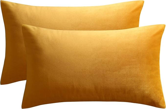 16x24 Pillow Covers Set of 2 Decorative Velvet Throw Pillow Covers,Gold | Luxury Soft Cushion Covers with Invisible Zipper for Couch Sofa Bed Living Room Bedroom Home Decor