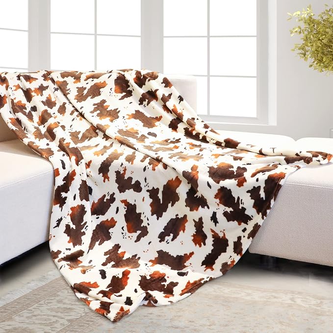 Brown Fleece Throw Blanket, Ultra Soft Warm Lightweight Microfiber Blanket, Cozy Fuzzy Plush Throw for Couch Sofa Bed, Breathable All-Season Blanket, Home Decor Travel Camping Gifts for Kids Women Men