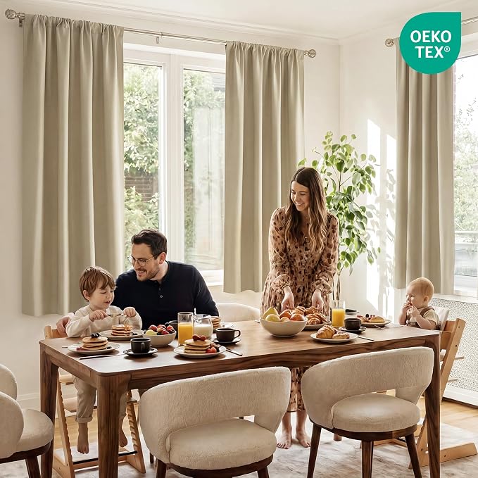 NICETOWN Window Treatment Thermal Insulated Rod Pocket Room Darkening Curtains/Drapes for Bedroom (Cocoa Eggnog, 2 Panels, W42 x L63 inches)