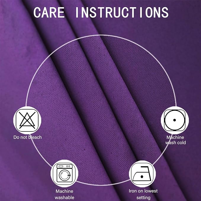 LEMOMO Blackout Curtains 52 x 90 Inch Long Purple Curtains Set of 2 Panels Room Darkening Curtains for Bedroom and Living Room