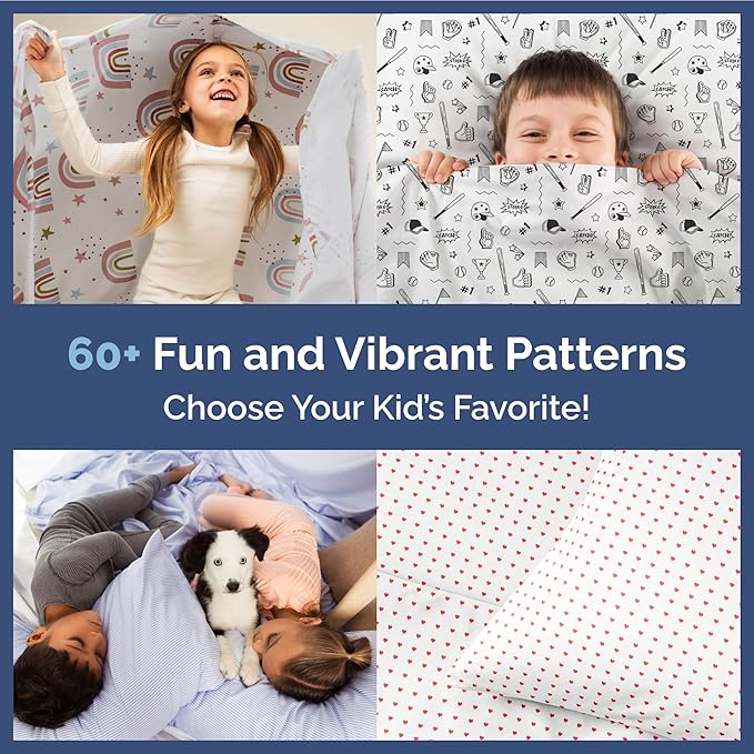 Kids Twin XL Size Bed Sheet Set - 3 Piece Kids Loft Bed Sheets - Bear Forest Nature Themed Bedding - Soft, Cute - Breathable & Machine Washable - Cute Animal Bed Set for Boys, Girls, Teens & Toddlers
