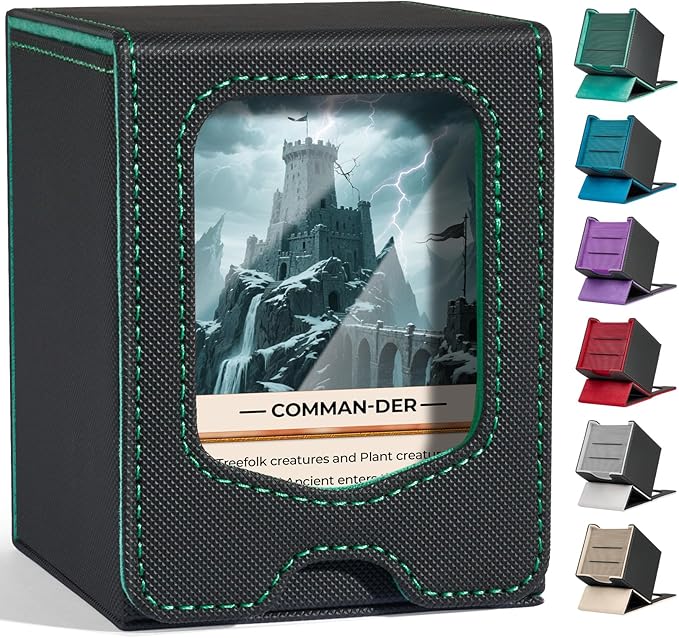 Fabmaker 4 Pack Deck Box Compatible with MTG Commander, (patent Pending) Magnetic Trading Card Storage Box with Comman-der, Fits 100 Double-Sleeved Cards, Card Box Compatible with Magic the Gathering