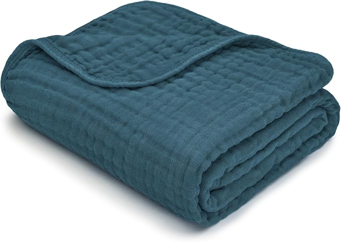 Comfy Cubs Muslin Baby Blanket 40" x 40" L - Swaddle Blankets, Neptune | Soft, Lightweight, 6-Layer Cotton Breathable Baby Blankets - Comfortable, Gentle & Versatile Cotton Baby Blankets for Sleep