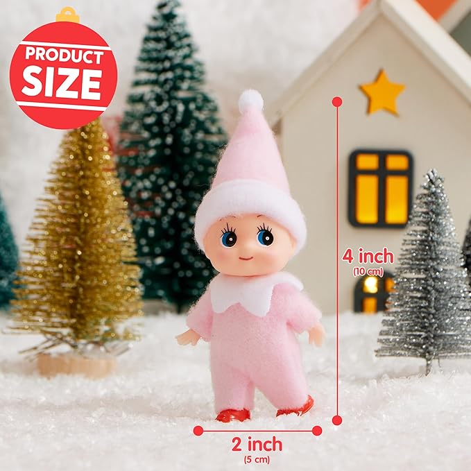JOYIN 1 Pack Christmas Pink Tiny Elf Soft Plush Toy for Adults Kids Accessories Party Favors Xmas Party Supplies Christmas Decor, Xmas Gift