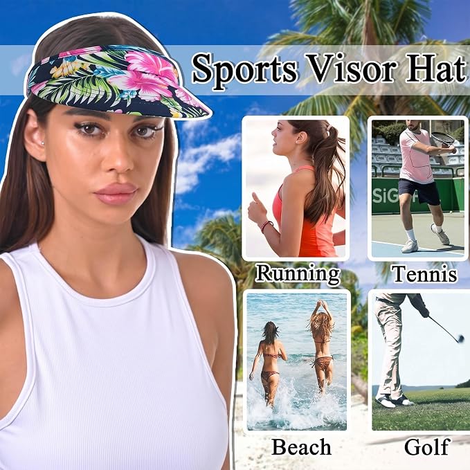 3 Pack Sports Sun Visor Hat Women Men Adjustable Clip On Visors Outdoor Golf Beach Cap