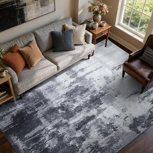 5x7 Ft Area Rugs for Living Room, Soft Non-Slip Washable Rugs Modern Abstract Pattern Carpet for Bedroom Indoor Floor Nursery Home Decor (Grey)