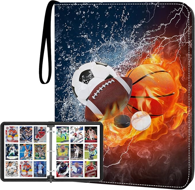 Sports Card Binder 9 Pocket Trading Card Binder 900 Pockets Double Sided Pockets Football Card Binder for Baseball Basketball Hockey Card Game Card and Other TCG Collection Storage Album