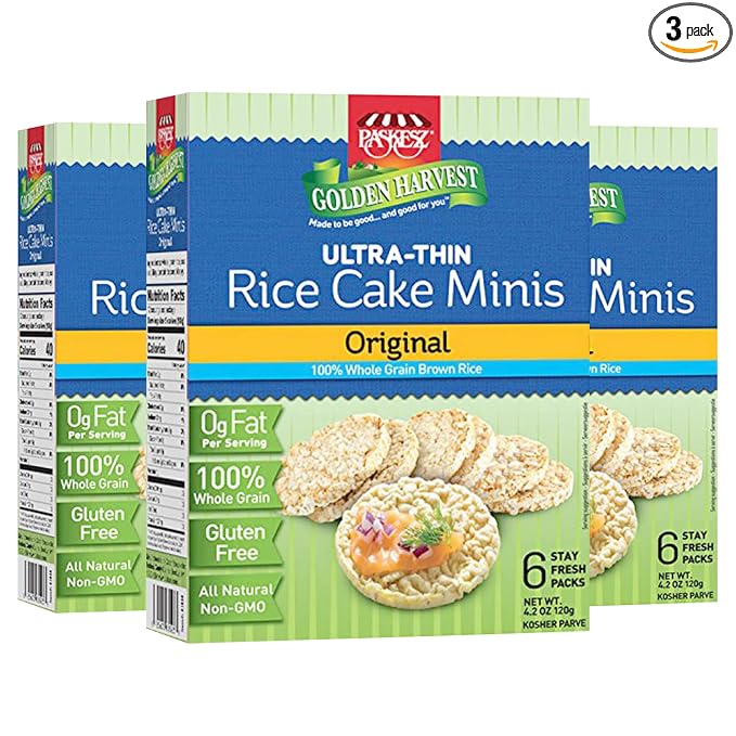 Only Kosher Candy Ultra-Thin Original Wholegrain Brown Gluten Free Rice Cakes Minis with Natural Ingredients | Kosher Certified Non-GMO, Pack of 3
