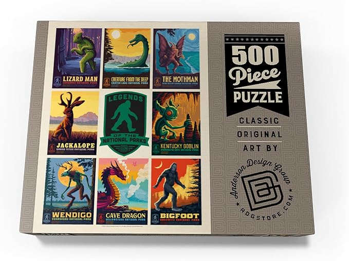 MyPuzzle Legends of The National Parks: Multi-Image Print - Edition 1, Vintage Poster - Premium 500 Piece Jigsaw Puzzle for Adults