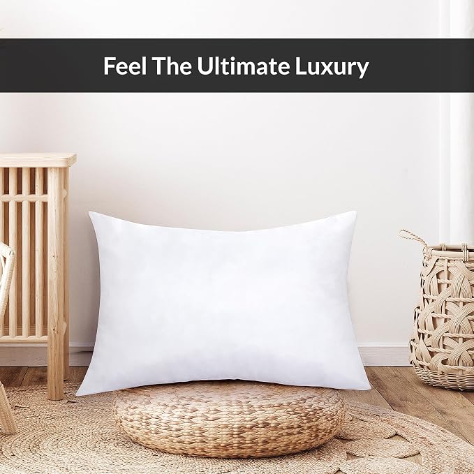 ROYALE LINENS 12 x 20 Pillow Insert - Down Alternative Throw Pillows Insert - Rectangle Pillow Pack of 1 White - Bed & Couch Pillows - Inner Cushion for Bed, Cushion for Living Room - Shams Stuffer