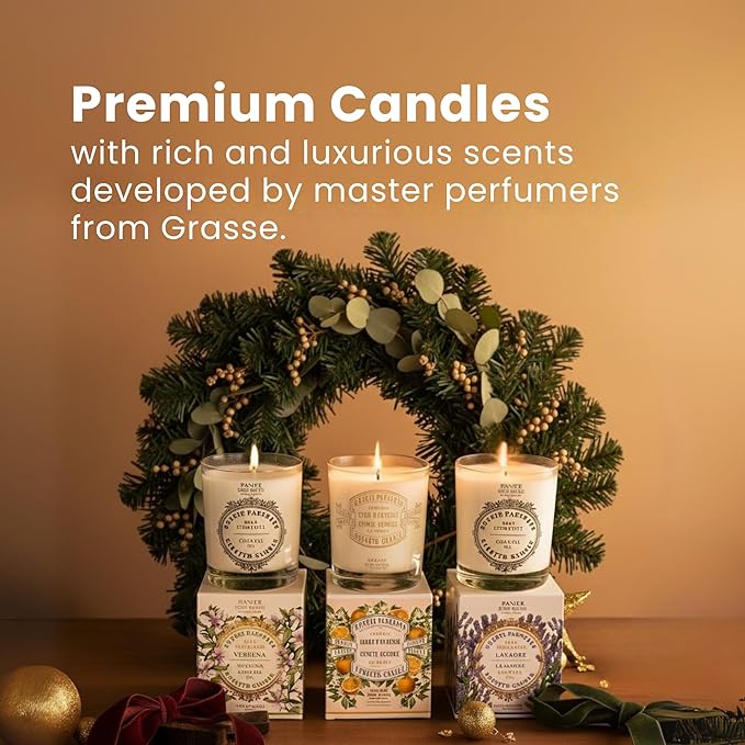 Panier des Sens Lemon Verbena Long-Lasting Scented Candle, 6.3 oz | Hand-Poured In Provence | Up To 55 Hours Burn Time | 100% Natural Cotton Wick | Long-Lasting French Home Fragrance