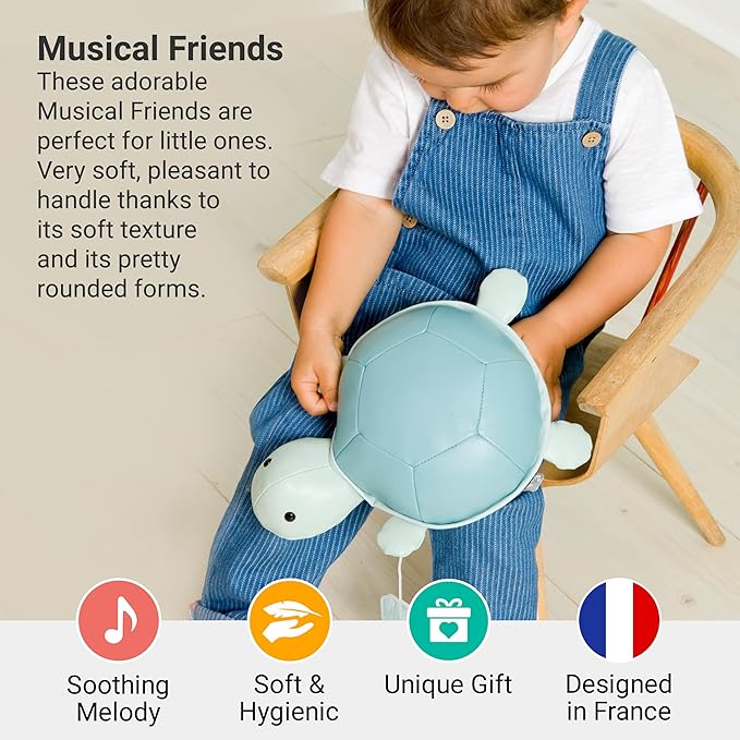 Little Big Friends Musical Baby Toy – Soft Plush Pull-String Cord Classical Toy for Baby & Toddlers | Soothing Stuffed Cuddly Animal Gift | Emilie The Turtle