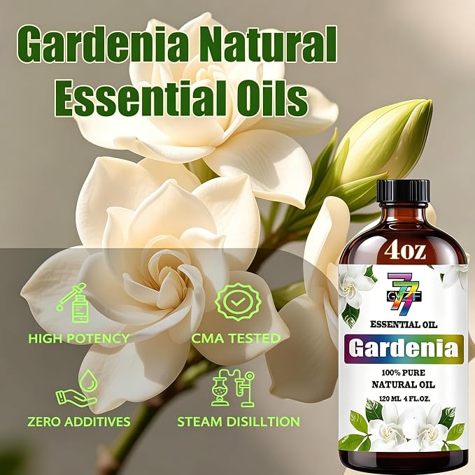 Gardenia Essential Oil 4oz for Home Aroma, Diffuser, DIY | Pure Natural floral scent, humidifier, soap, candle, and bath bombs, gift for women, moms, or housewarming