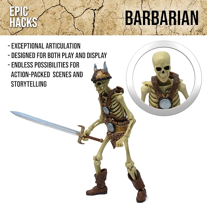 Boss Fight Studio Epic H.A.C.K.S. Red Sonja Deluxe Action Figure with Gladiator & Barbarian Skeletons – Set of 3 Highly Articulated Collectible Figurines – Interchangeable Parts & Accessories – 1:12