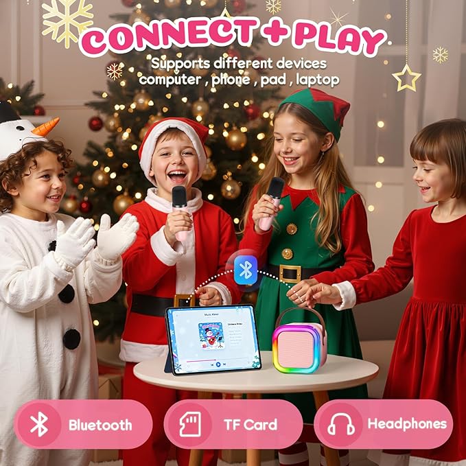 Karaoke Machine for Kids, 2026 TOP Toys Birthday Gifts Ideas for Girls Ages 4, 5, 6, 7, 8, 9, 10, 12+ Years Old, Portable Mini MP3 Player with 2 Wireless Mics for Party