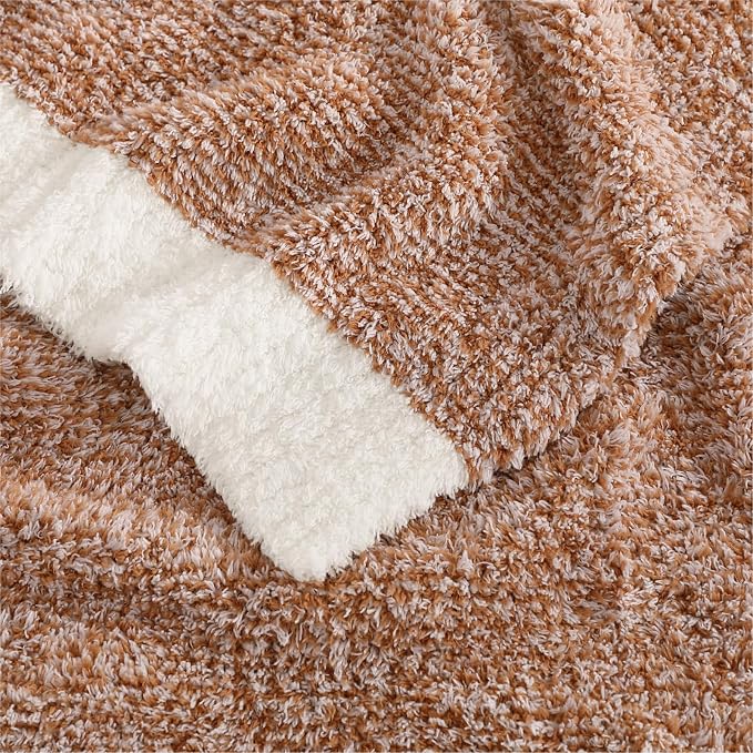 Soft Twin Blanket for Bed-Cozy Warm Reversible Knitted Blankets | Lightweight Fluffy Decor for Women, Mom, Her & Girls, Sofa, Chair, Couch, 60x80in, Cationic Dyeing Burnt Orange