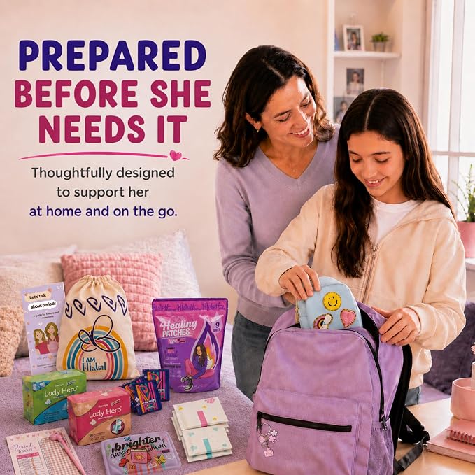 Period Kit for Tweens - First Period Kit for Girls 9-12 10-14 for School- Comfort Fit Feminine Pads Designed for Tween Teens Needs- Period Bags for Teen (Blue)