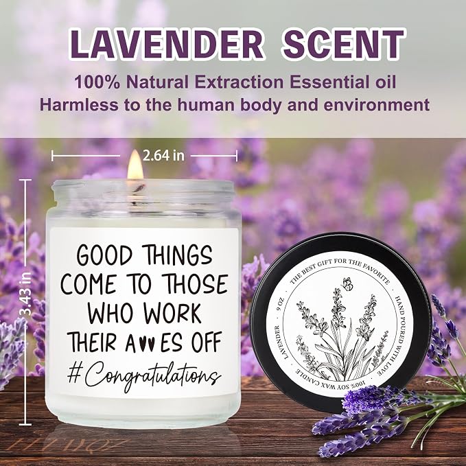 Funny Congratulations Candle Gifts for Women Men, Congrats New Job Promotion Candles Gift for Her Him Friend Coworker Work Bestie, Inspirational Work Hard Candles Gifts, New Business Owner Gift52