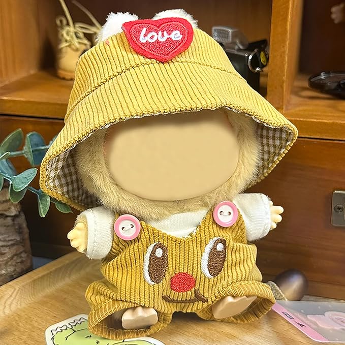 Doll Cloth Set for 17cm Dolls,Stylish Outfit Yellow Bear Designer,Cute Cloth for Dress up Unique Style (Doll Not Included)