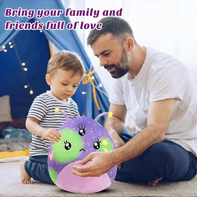 asfan 14'' Alien Plush Pillow Soft Cute Extraterrestrial Stuffed Animal Home Room Decoration Birthday Christmas Festival Gifts for Kids Toddlers, Purple