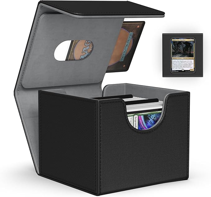 ZLCA MTG Commander Deck Box, Card Deck Box for Trading Card, Holds 110+ Double Sleeved Cards Fits for Magic Cards TCG CCG (Black)