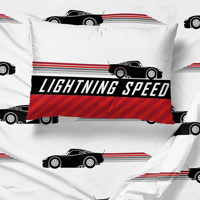 Jay Franco Disney Pixar Cars Race Ready 5 Piece Twin Bed Set - Includes Comforter & Sheet Set - Bedding Features Lightning McQueen - Super Soft Fade Resistant Microfiber Official Disney Pixar Product
