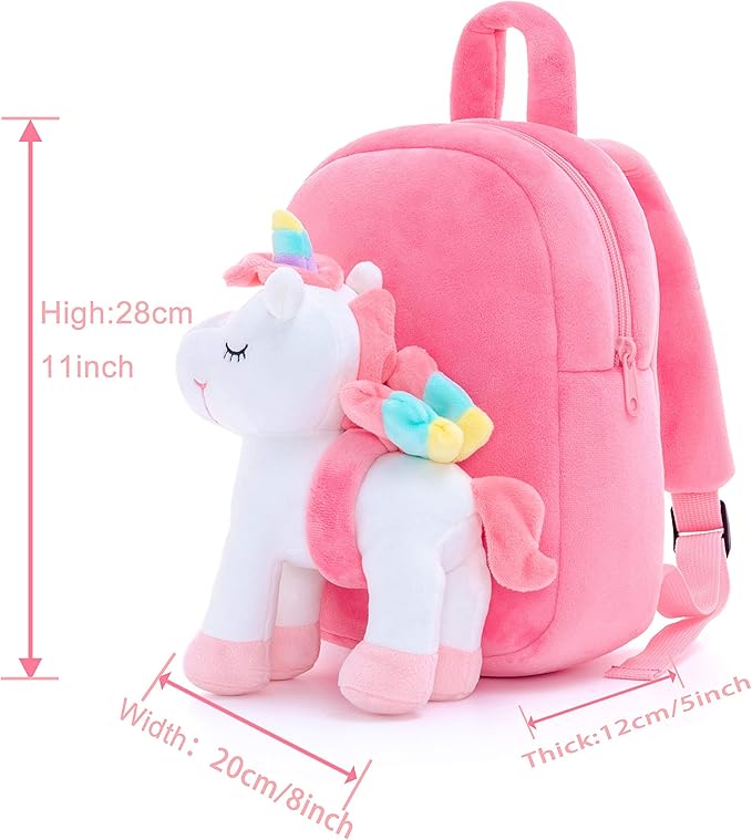 Lazada Unicorn Toddler Backpack Stuffed Unicorn Toys Kids Backpacks with Toy White 9.5"