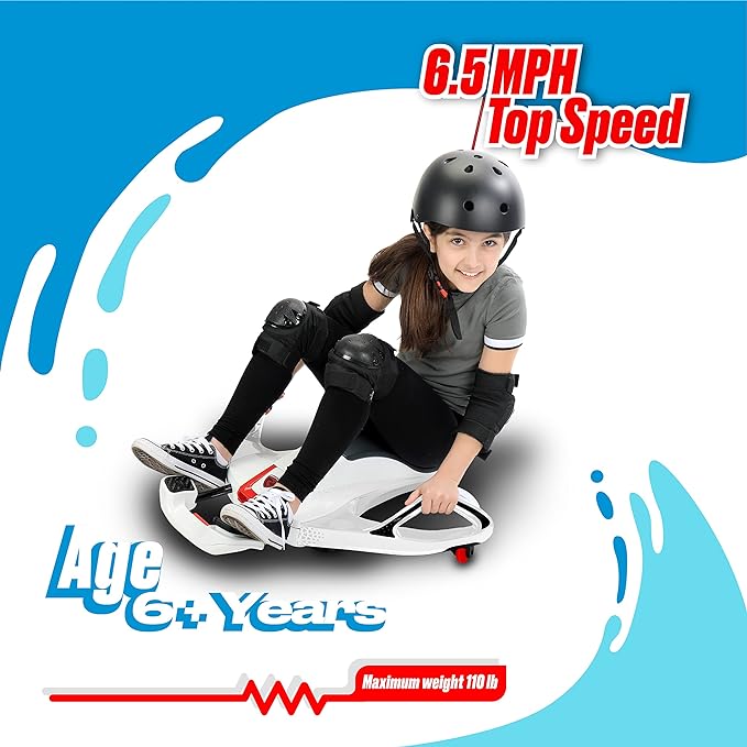 Rollplay Nighthawk NexGen Electric Ride On Toy for Ages 6 & Up with High Power 24V Lithium Ion Battery, Side Handlebars for Steering, and a Top Speed of 6.5 MPH, White