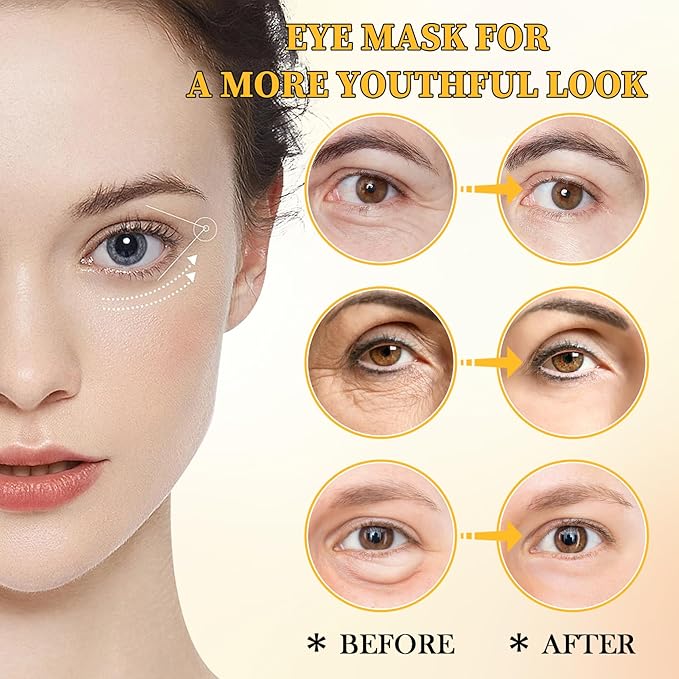 Avocado Golden Under-Eye Mask Skincare 60-Pair Set, Moisturizing, Non-Greasy Patches for Women and Men, Travel-Size, Long-Lasting, Refreshing Eye Care Gel Pads Gift Set