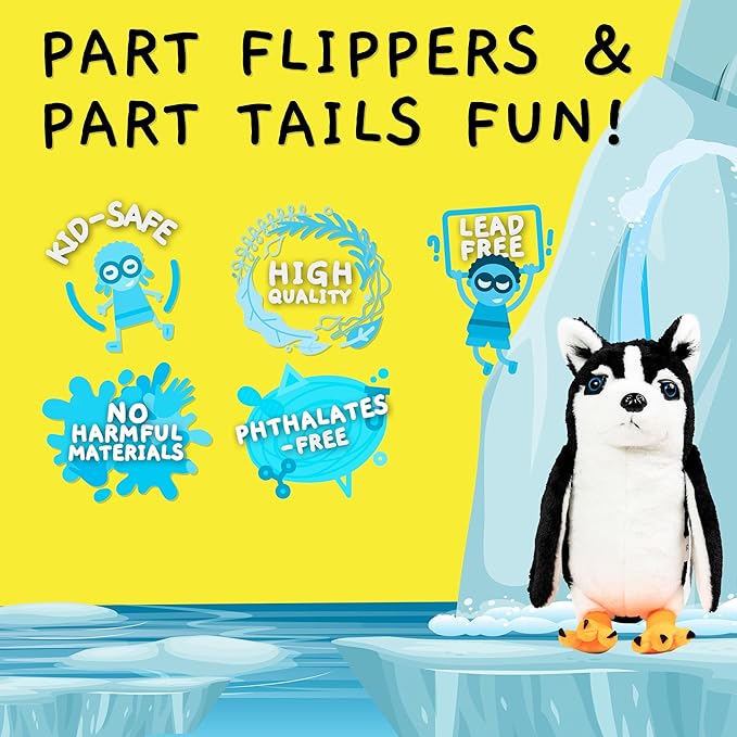 Randimals Plush Toy Stuffed Animal Mix - Penguin & Husky Dog Hybrid Stuffed Animals for Girls & Boys - Huggable & Soft Animal Characters Cute Plushies - Unique Toys for Discovery & Adventure