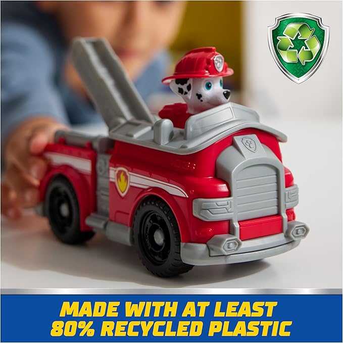 PAW Patrol, Marshall’s Firetruck, Toy Vehicle with Collectible Action Figure, Sustainably Minded Kids Toys for Boys & Girls Ages 3 and Up