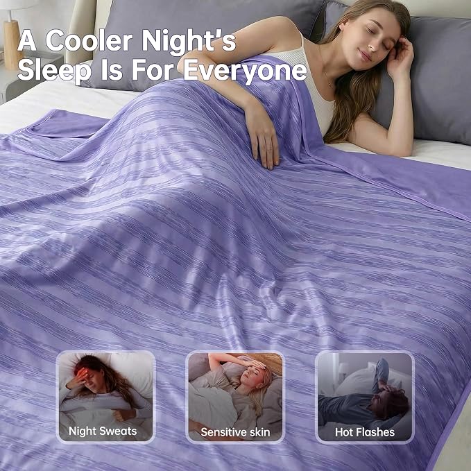 Guohaoi Cooling Blanket for Hot Sleepers and Night Sweats 60"x90" Full Size | Arc-Chill Q-Max >0.5 Cool Fiber,100% Oeko-Tex Certified Lightweight Summer Blanket for Travel/Outdoor Ultra Cold Breathable
